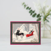 Art Deco Sleigh Postkarte (Stehend Vorderseite)