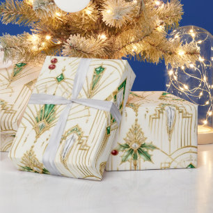 Art Deco Smaragd-Juwel-Weihnachtsgeschenkpapier Geschenkpapier