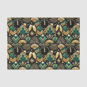Art Deco Smaragd Silvester Muster Seidenpapier