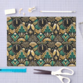 Art Deco Smaragd Silvester Muster Seidenpapier (Handwerk)