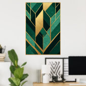 Art Deco Smaragdgrün Gold Poster (Heimbüro)