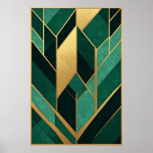 Art Deco Smaragdgrün Gold Poster (Vorne)