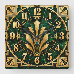 Art Deco Smaragdgrün & Gold Uhr