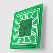Art Deco, smaragdgrün Quadratische Wanduhr (Winkel)