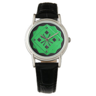 Art Deco smaragdgrünes geometrisches Muster Armbanduhr