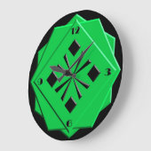 Art Deco smaragdgrünes geometrisches Muster Große Wanduhr (Winkel)