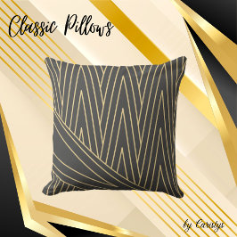 Art Deco Smokey Graue und goldene Kissen