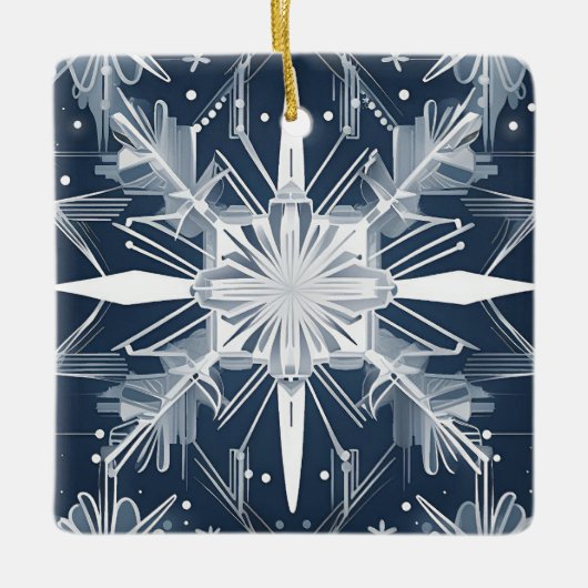 Art Deco Snowflake Keramikornament (Vorderseite)