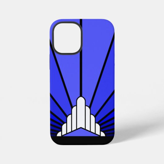 Art Deco Sonne Blau iPhone Hülle (Rückseite)