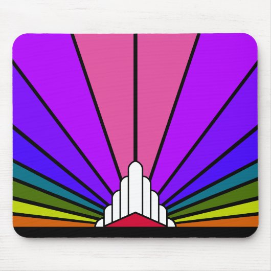Art Deco Sonne im Regenbogen Mousepad (Vorne)