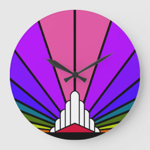 Art Deco Sonne im Regenbogen Wanduhr