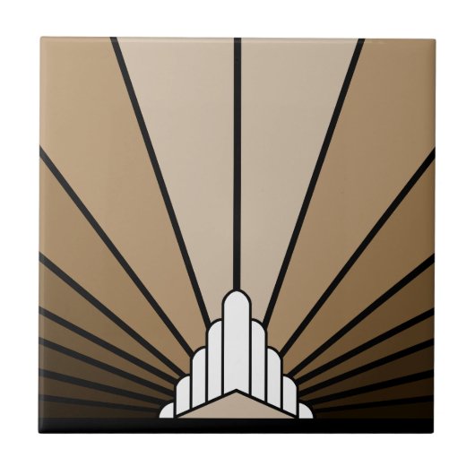 Art Deco Sonne in Beige Fliese (Vorderseite)