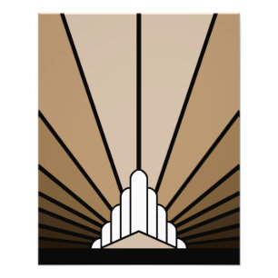 Art Deco Sonne in Beige Fotodruck