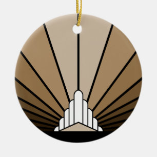 Art Deco Sonne in Beige Keramik Ornament