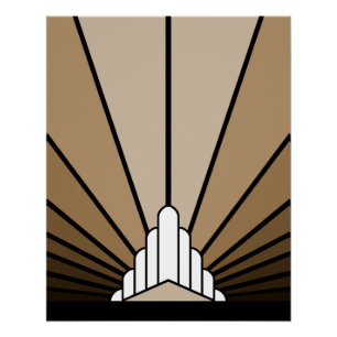 Art Deco Sonne in Beige Poster