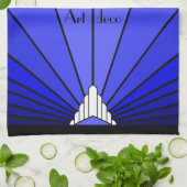 Art Deco Sonne in Blau Geschirrtuch (Gefaltet)