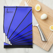 Art Deco Sonne in Blau Geschirrtuch (Viertel Falte)