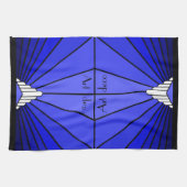 Art Deco Sonne in Blau Geschirrtuch (Horizontal)