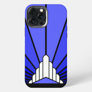 Art Deco Sonne in Blau iPhone 13 Pro Max Hülle