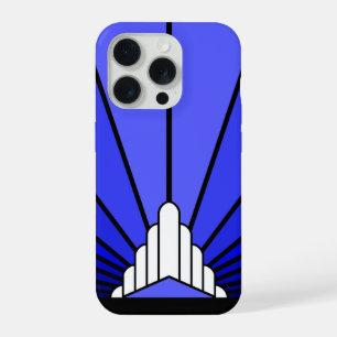 Art Deco Sonne in Blau iPhone 15 Pro Hülle