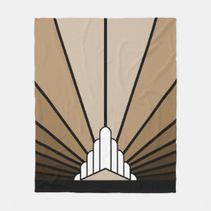 Art Deco Sonne in braunem Fleece-Decke Fleecedecke