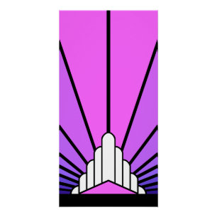 Art Deco Sonne in Lila und Rosa Poster