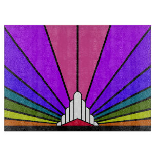Art Deco Sonne in Regenbogen Schneidebrett