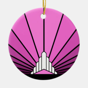 Art Deco Sonne in Rosa Keramik Ornament