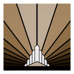 Art Deco Sonne in Tannbraun Poster