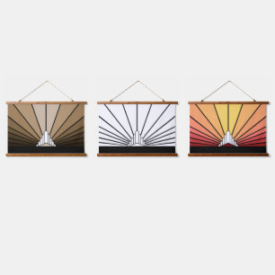 Art déco Sonne Wandteppich Mit Holzrahmen