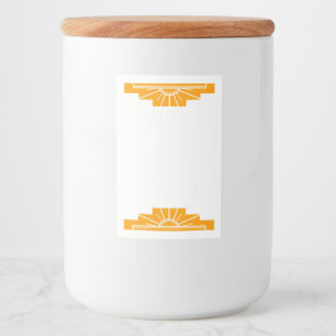 Art Deco-Sonnenelement in Orange Lebensmitteletikett