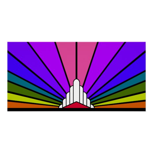 Art déco Sonnenregenbogen Poster (Vorderseite)