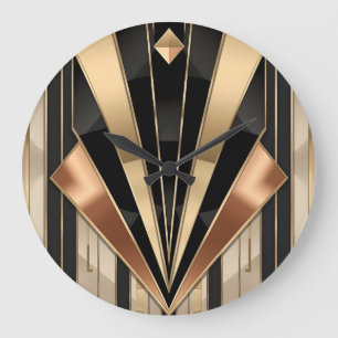 Art Deco Sonnenstrahl Geometrisches Luxusdesign Große Wanduhr