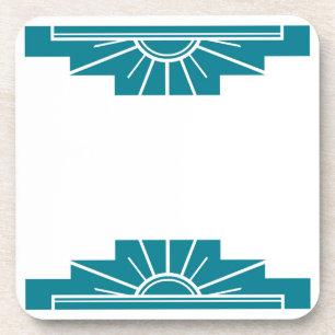 Art Deco Sonnenstrahl in Türkis Getränkeuntersetzer
