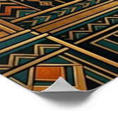 Art Deco Sonnenstrahl Schwarze Katze Wandkunst Poster (Ecke)