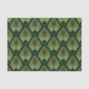 Art Deco Sonnenstrahl-Ventilator in metallischem L Seidenpapier