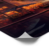 Art Deco South Florida City Skyline Szene Poster (Ecke)