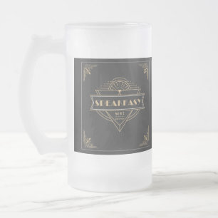 Art Deco Speakeasy im Stil von Gatsby aus den 1920 Mattglas Bierglas