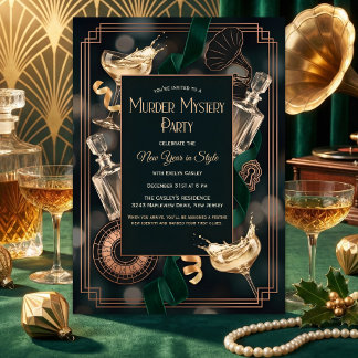 Art Deco Speakeasy Murder Mystery New Year Party Einladung