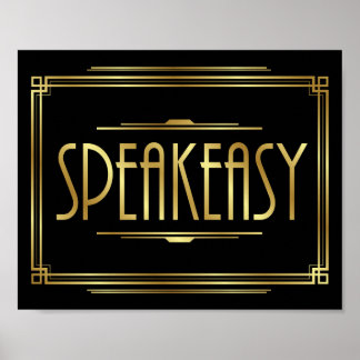 Art Deco SPEAKEASY Signieren Poster
