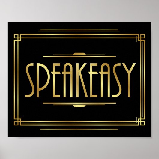 Art Deco SPEAKEASY Signieren Poster (Vorne)