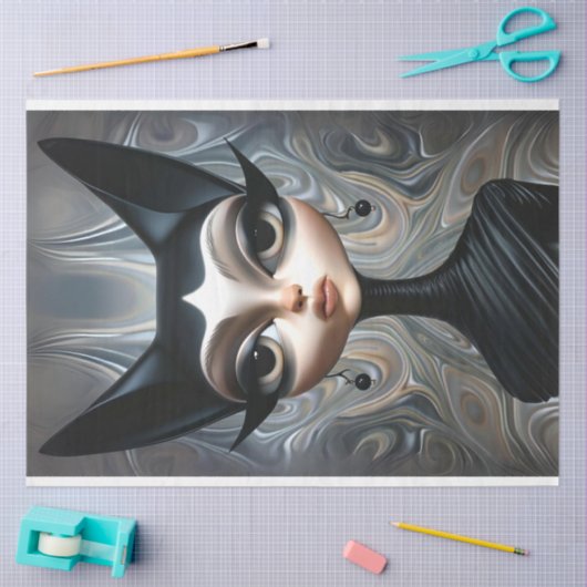 Art Deco Sphinx Ausgeklügeltes Cat Decoupage Seidenpapier (Basteln)