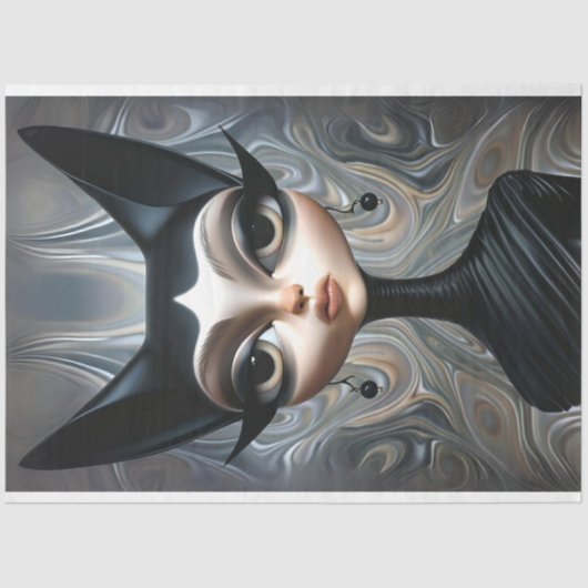 Art Deco Sphinx Ausgeklügeltes Cat Decoupage Seidenpapier (Vorderseite)