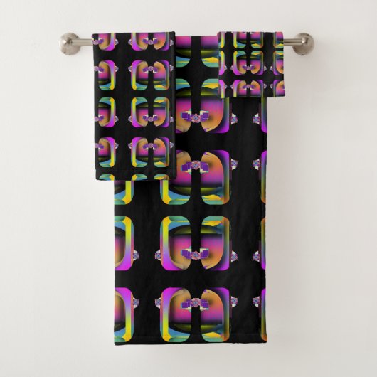 Art Deco Spiegelschränke Design Schwarz Badhandtuch Set (Insitu)