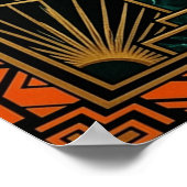 Art Deco springender goldener Luchs-Wandkunst Poster (Ecke)