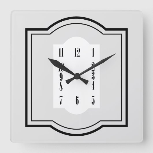 Art Deco Square Quadratische Wanduhr (Vorderseite)