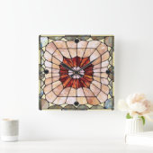 Art Deco Stained Glass 2 Quadratische Wanduhr (Zuhause)