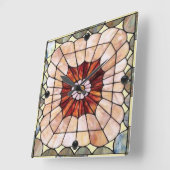 Art Deco Stained Glass 2 Quadratische Wanduhr (Winkel)