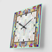 Art Deco Stained Glass 2 Quadratische Wanduhr (Winkel)
