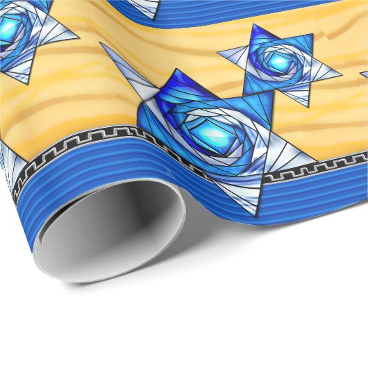 Art Deco Stains Glass Magen David Geschenkpapier (Rolleneckpunkt)